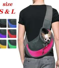 Mochila para perros, bandolera de viaje de malla transpirable para cachorros y gatos, senderismo y acampada