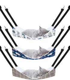 Hamaca colgante para gatos con correas ajustables, jaula para mascotas de doble cara, cama colgante, almohadilla para dormir para animales pequeños y mascotas