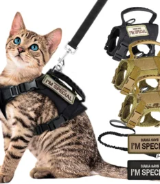 Arnés táctico para perros y gatos, correa para el trabajo, chaleco ajustable para mascotas.