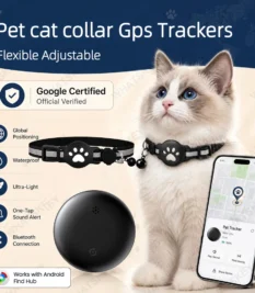Collar Ajustable para Mascotas con Rastreador GPS, Localizador Compatible con Google Find My y Android