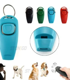 Clicker y silbato multifunción 2 en 1 para mascotas, entrenador de perros con llavero